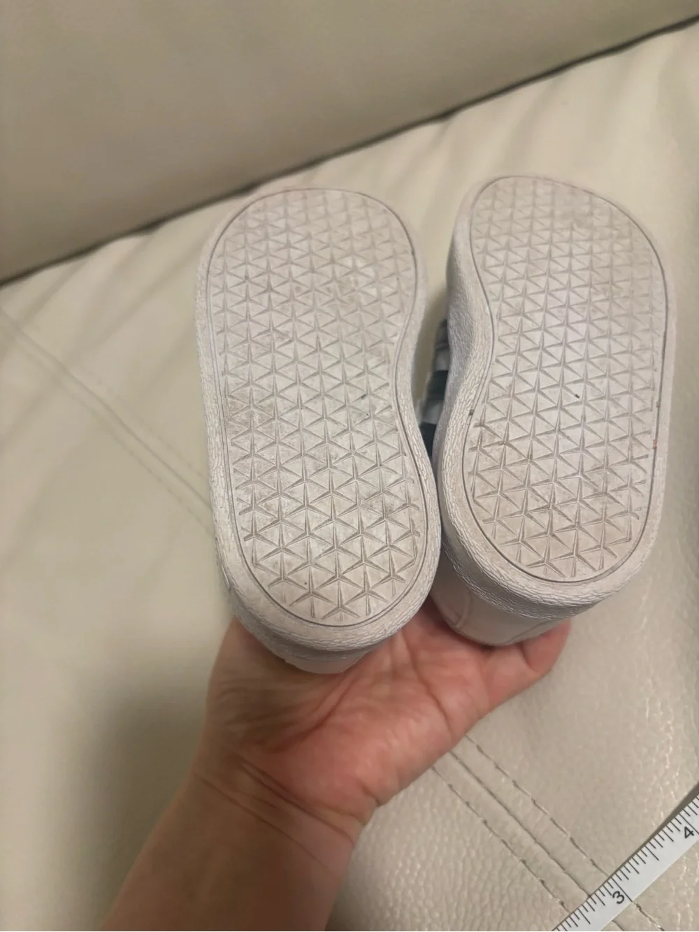 adidas Toddler White Sneakers Black Stripes Velcro Size 5.5